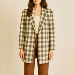 VINTAGE CHRISTIAN DIOR 90s The Suit Buffalo Plaid Long Blazer Jacket